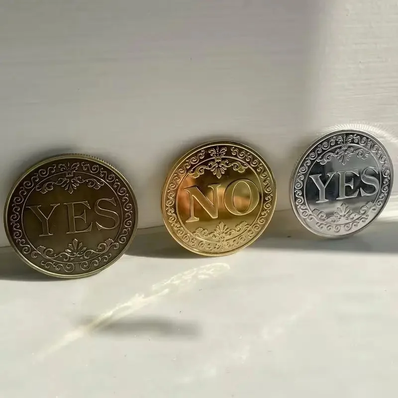 1-3pcs YES/NO Replica Coin – Silvery-Grey/Golden Copper Floral Commemorative, Collectible & Souvenir
