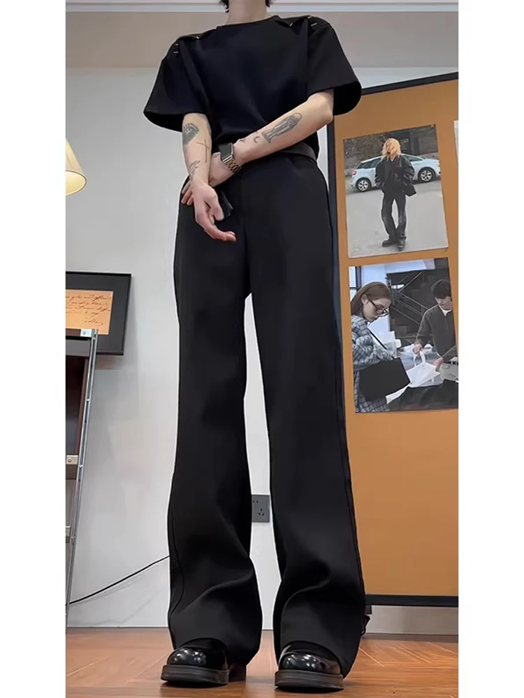 

Cleanfit High Waist Extended Length Casual Pants Men's Spring Fashion Leg Lengthening Knife Loose Fit Straight Leg Trousers