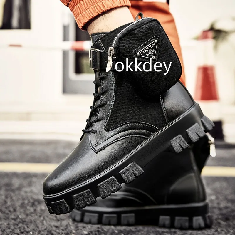 High Top Boots for Men Wear-Resistant Non-slip Breathable Casual Round Toe Trendy All-match Fashion Shoes Spring Autumn Main