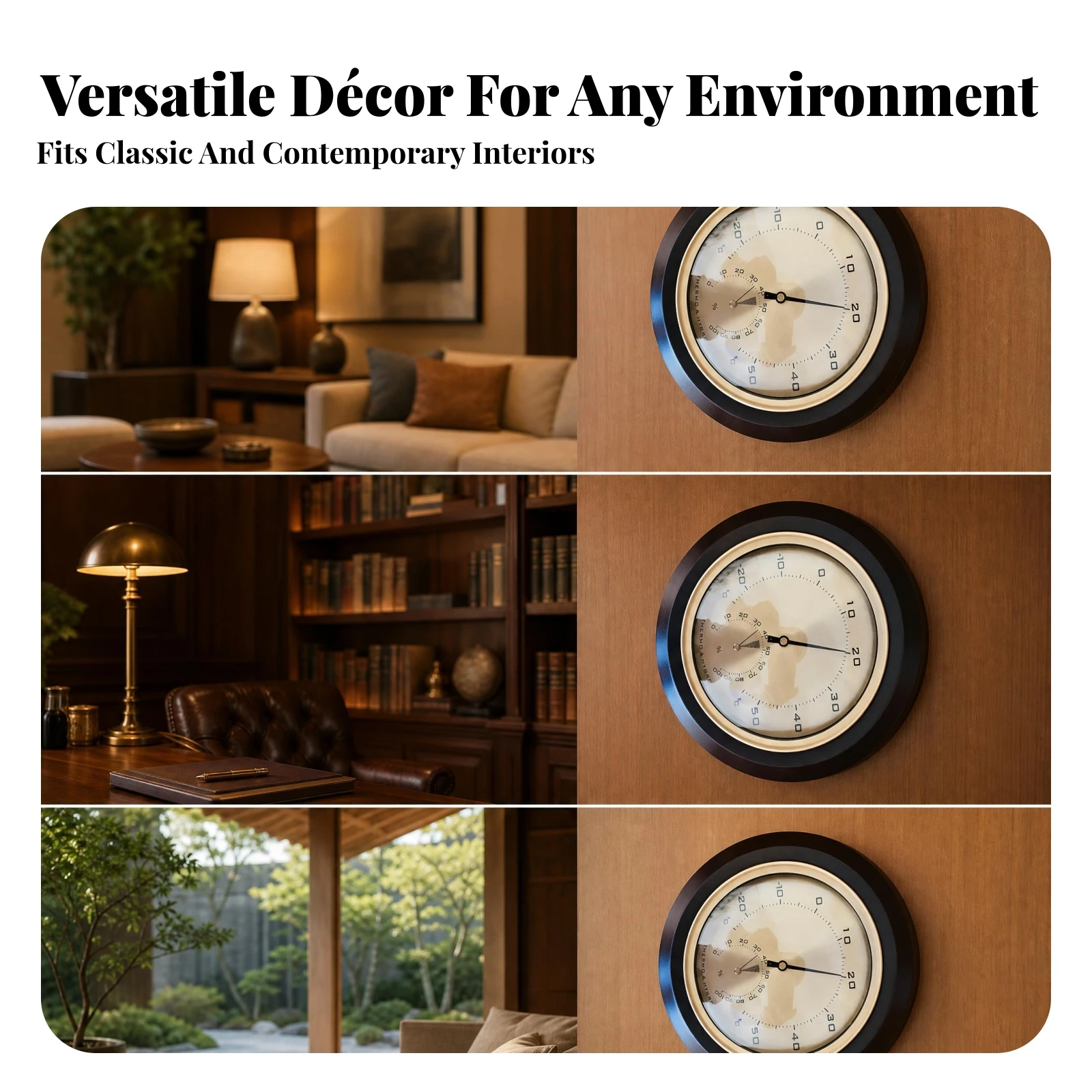 Round temperatureHygrometer Bold Numerals Analog Thermometer Hygrometer Round Wall Thermometer Classic Style Dial Meter Easy To