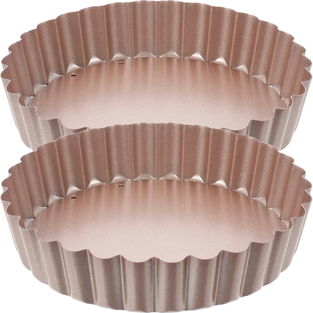 

2 Pcs Bakeware Quiche Pan Mini Tart Pans for Baking Dish Fluted Non Stick Egg Cake