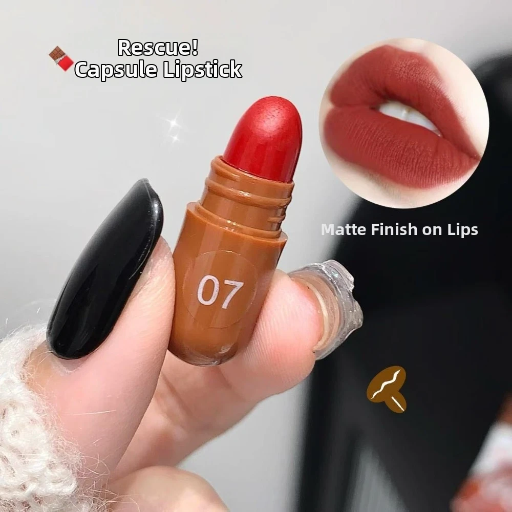 10 Colors Capsule Lipstick Kit Non-Sticky Texture Velvet Matte Finish Pill Lipstick Set Waterproof Long Lasting Lip Gloss Stick