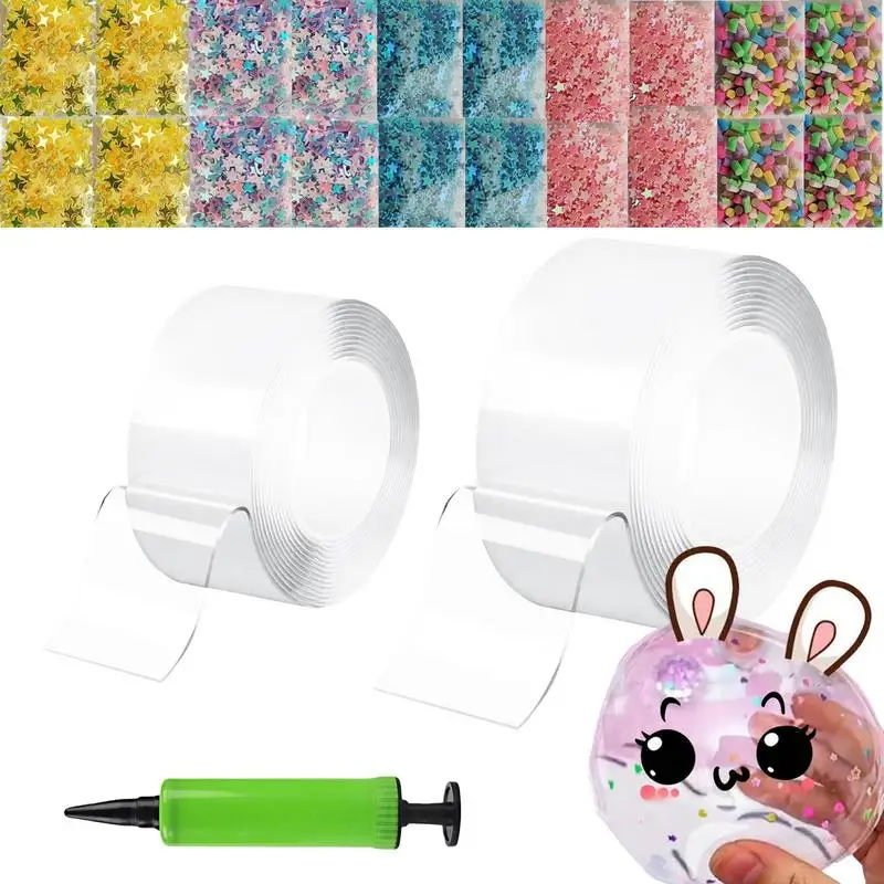 

Nano Tape With Straws Beads For DIY Craft Kit Party Favors And Fidget Toys Making Blowing Bubble Sticky Traceless Nano Tape