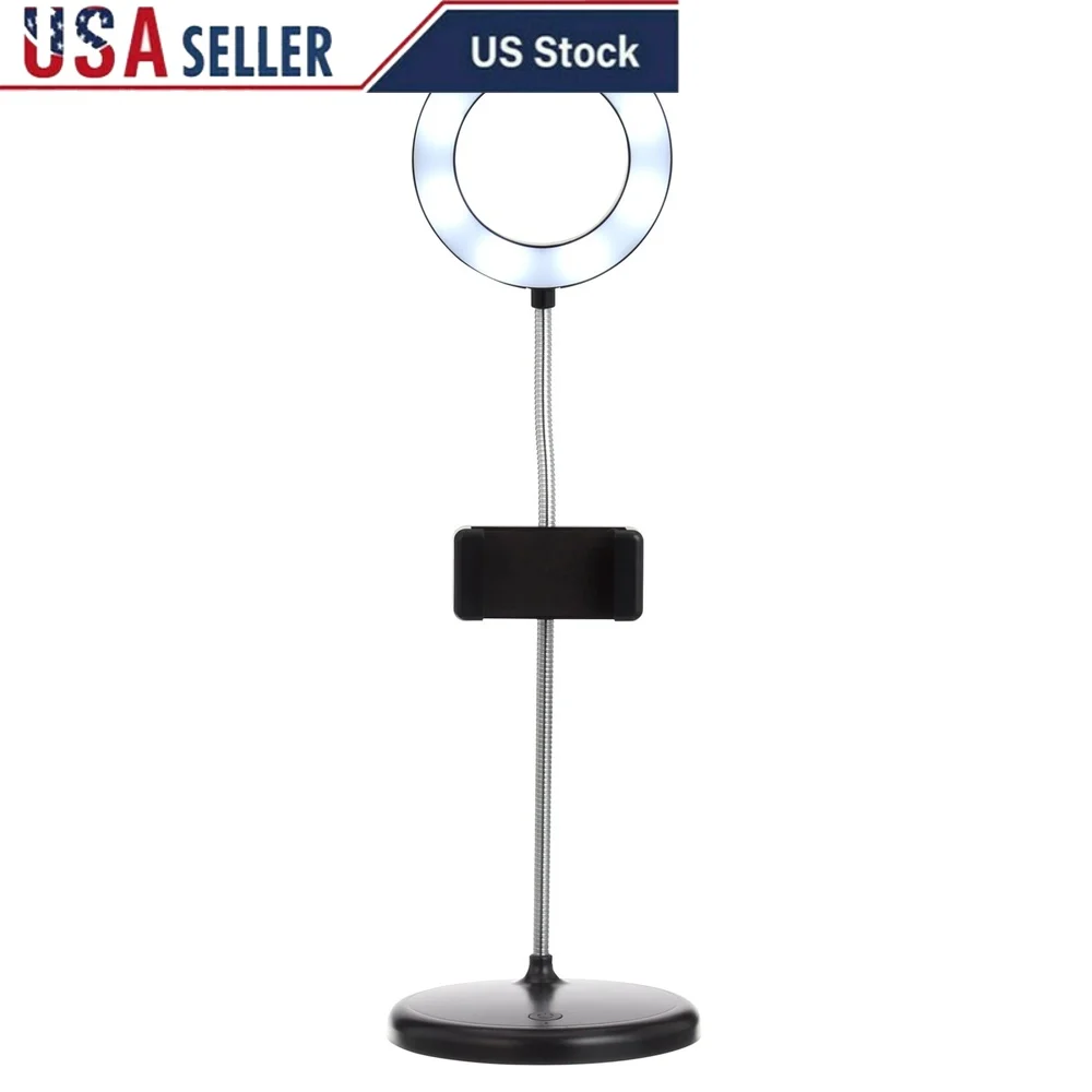 

Vlogging Desk Lamp with 16 LED Lights Smartphone Holder Adjustable Neck USB Powered Streaming Video Conferencing Tutorials
