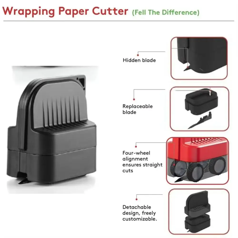 Wrap Cutter Wrapping Paper Cutter Compact Non Slip Versatile Roll Cutting Tool Stable Safety Gift Wrap Cutter