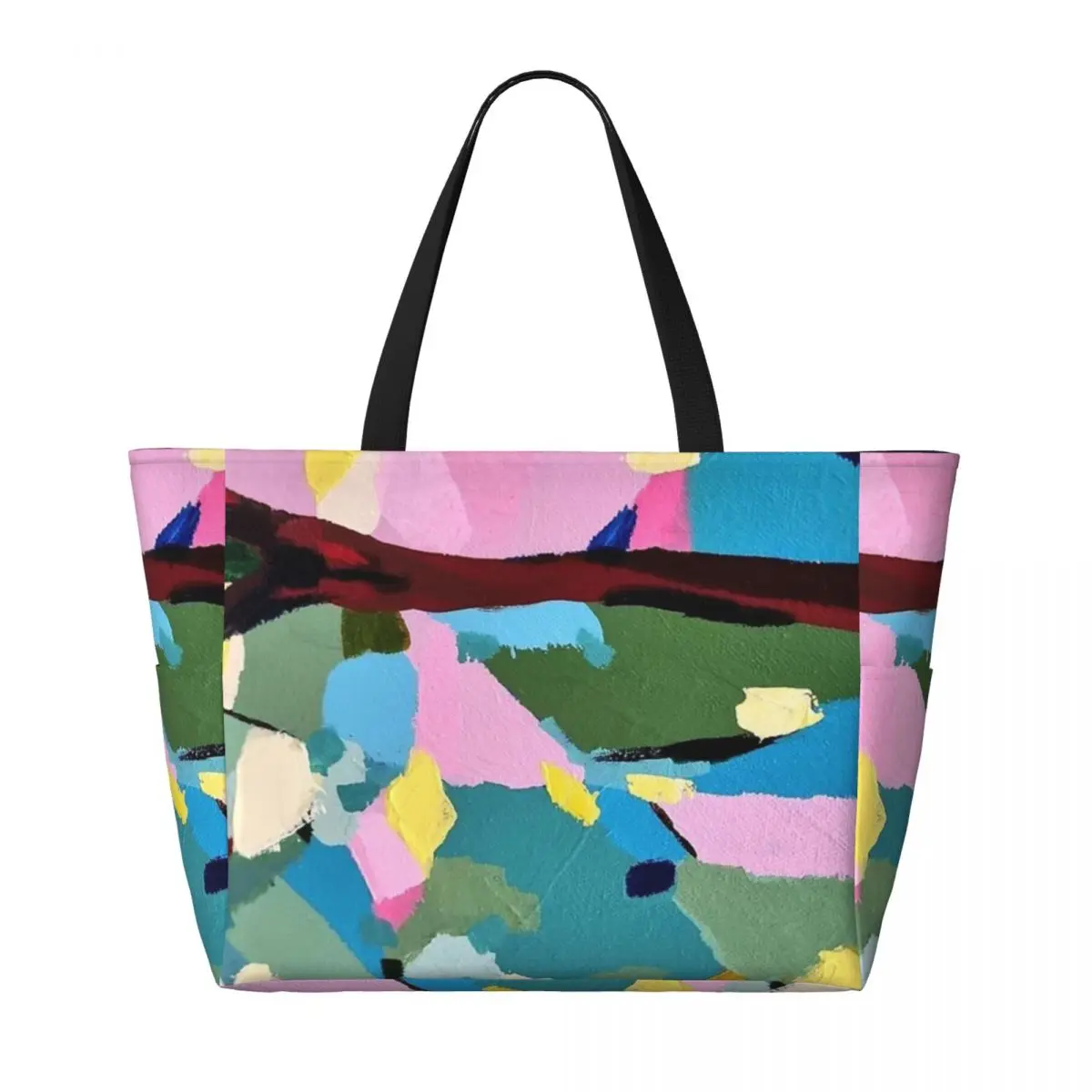 Bella borsa da viaggio da spiaggia con vernice astratta rosa, Tote Bag Holiday Shopping Out regalo di compleanno modello Multi-stile