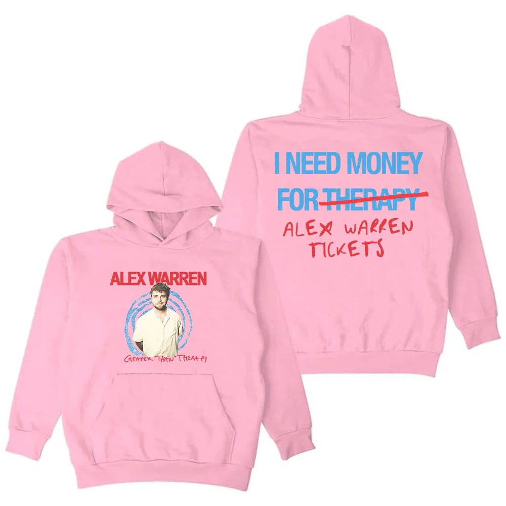Alex Warren أرخص من تذاكر جولة العلاج Merch هوديي طويل الأكمام ملابس الشارع الشهير النساء الرجال قمصان سويت شيرت بقلنسوة