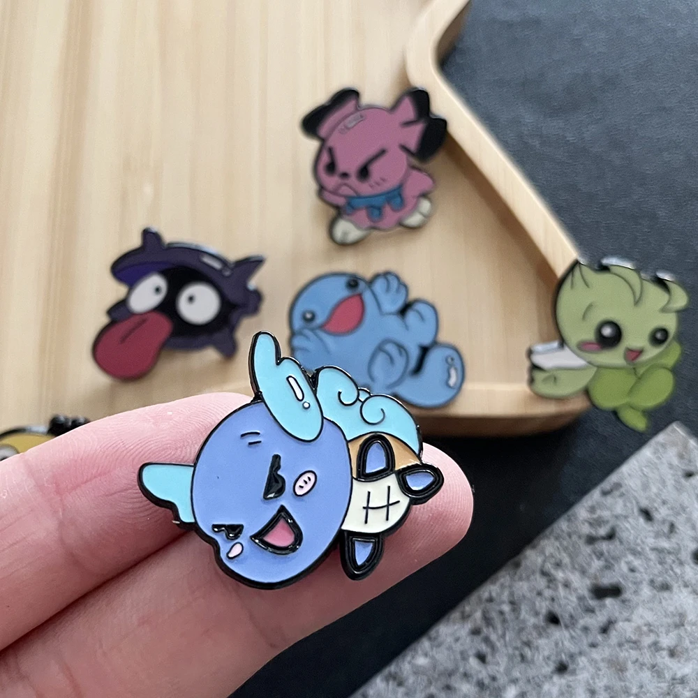 6 قطعة البوكيمون المينا بروش مجموعة الكرتون Psyduck شلدر الحيوان تصميم الملونة التلبيب دبابيس جمع للملابس على ظهره #6