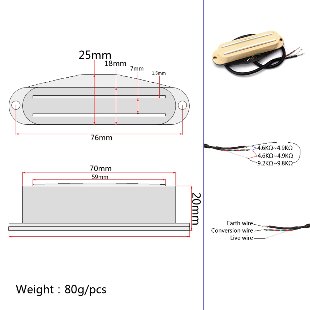 

Pickup Electric Guitar Pickups Flower Single Coil for Dual Replacement Parts 4 Wires Humbucker