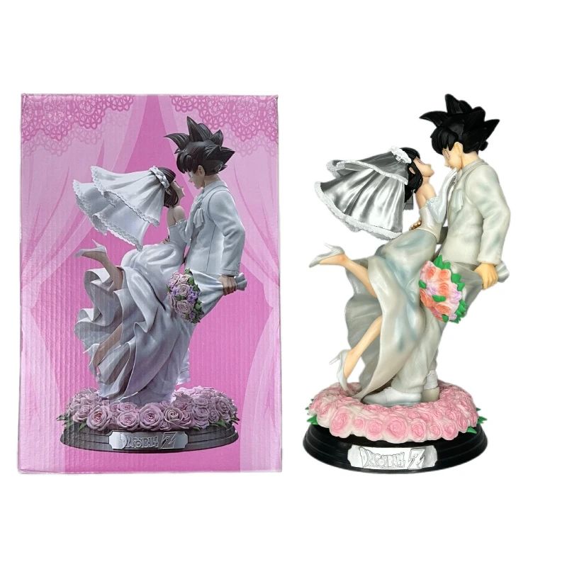 Figura de Dragon Ball Z Son Goku de 31cm, versión de boda Chichi, modelo de estatuilla de Pvc, juguetes, colección de estatuas, adorno, regalo de boda para pareja