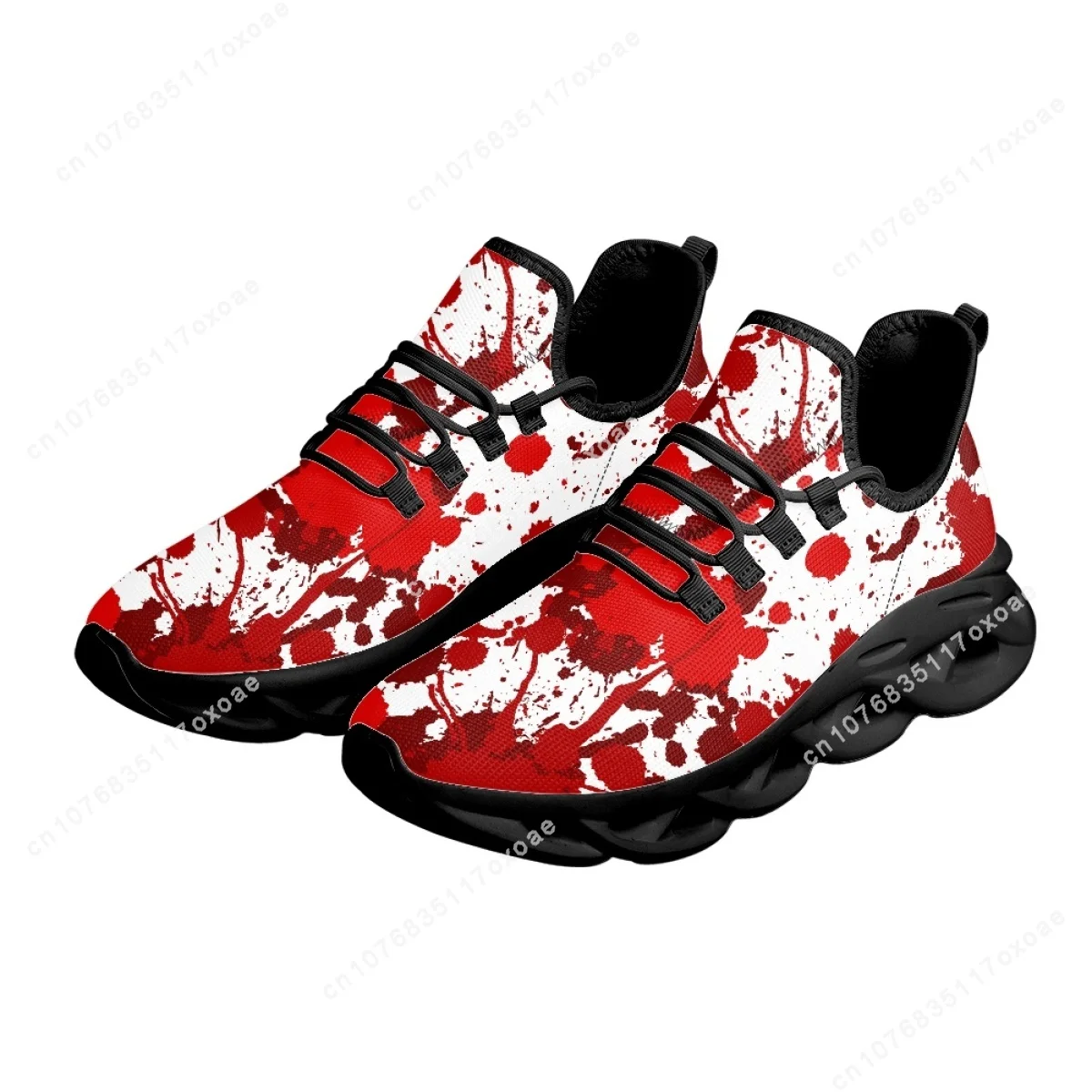Red Blood Printed Casual Sneakers Outdoor Breathable Lace-up Cushion Mesh Shoes Lightweight Footwear Halloween Gifts