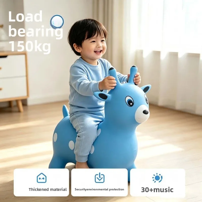 Cartoon music jumping deer jumping horse vault children's inflatable toys indoor enlarged thickened baby riding mount corner