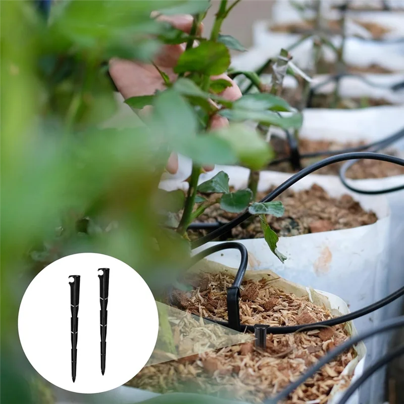 

HGFLE-100 Pcs Irrigation Drip Support Stakes 1/4Inch Universal Drip Lines Tubing Hose Drip Irrigation Hose Tubing Hose Holder