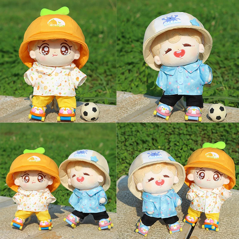 

20cm Plush Doll Clothes Outfit Set – Hat, T-Shirt & Pants, Cute Clothes for Stuffed Animals or Cotton Dolls