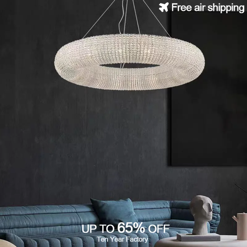 

Modern Luxury K9 Crystal Round LED Ceiling Hanging Chandelier Suspension Luminaire Decorative Lighting For Dining Room