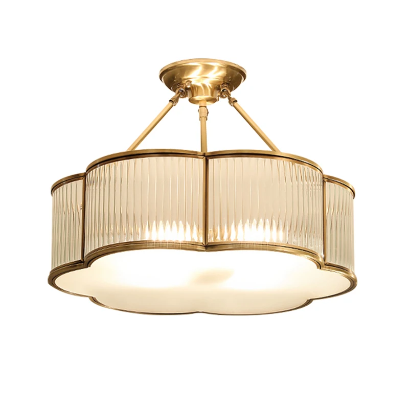 

Postmodern Copper Glass Ceiling Lights Flower Shade Living Room Aisle Restaurant Hotel Villa Bedroom Indoor Ceiling Lamp Fixture