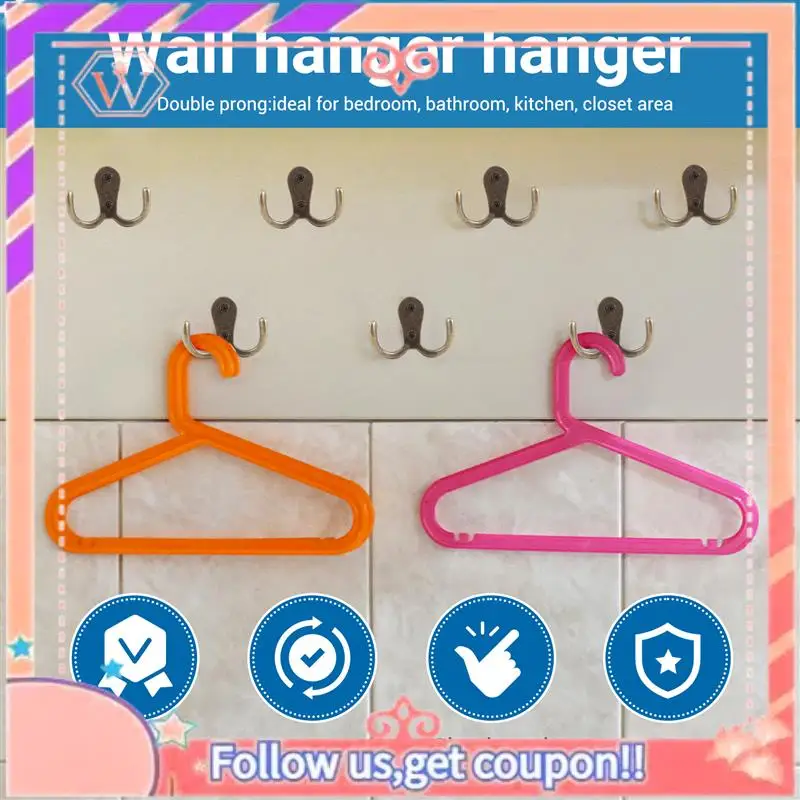 Upgraded 2 X Screw Hook Retro Metal Double Hook Metal Wall Mount Hanger Coat Antique Bronze For Hats