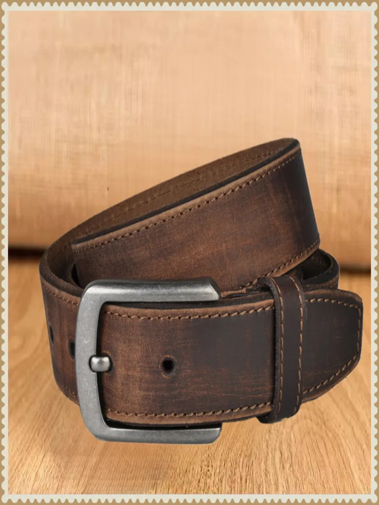 

100% Authentic Leather Cowhide Men's Belt Fashion Metal Alloy Pin Buckle Adult Luxury Business Casual Waist Male Strap Brand