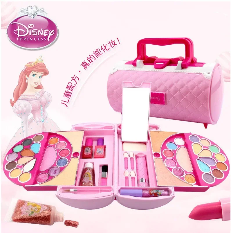 [Disney] Kids Cosmetics Disney princess lipstick eye shadow blush nail polish for kids play house toys for girls birthday gift