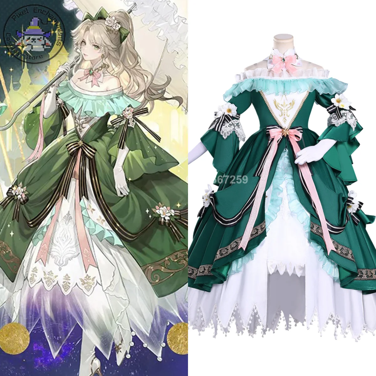 

Good Game Honor of Kings Cosplay Costume Anime Xi Shi Green Fashion Dress for Women Adult Role Play Comic Con Halloween Party