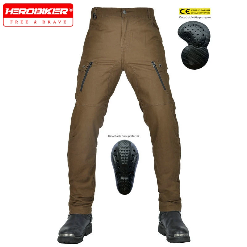 

Motorcycle Riding Pants Anti-drop Motor Workwear Pants Breathable High-waisted Retro Pants With CE Protective Gear for 4 Seasons