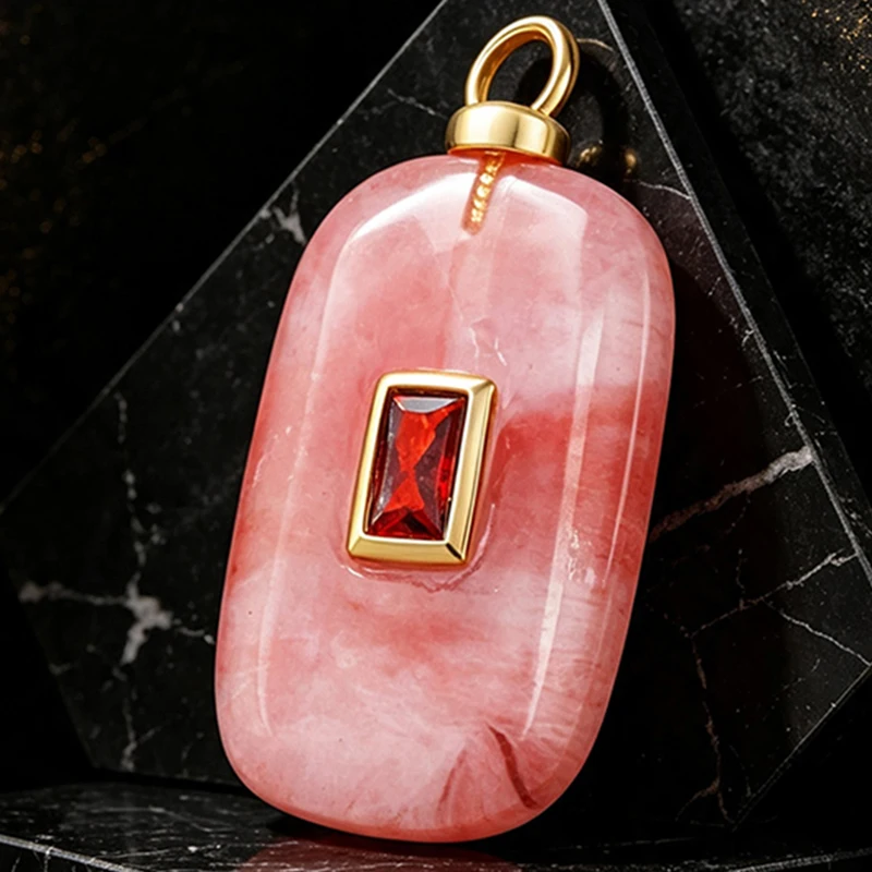 Edelstein-Charm-Anhänger aus türkisfarbenem Malachit, schwarzem Achat, rosa Quarz, 18 Karat echt vergoldeter Schmuck für die Herstellung von Halsketten, S58 – Detail 5