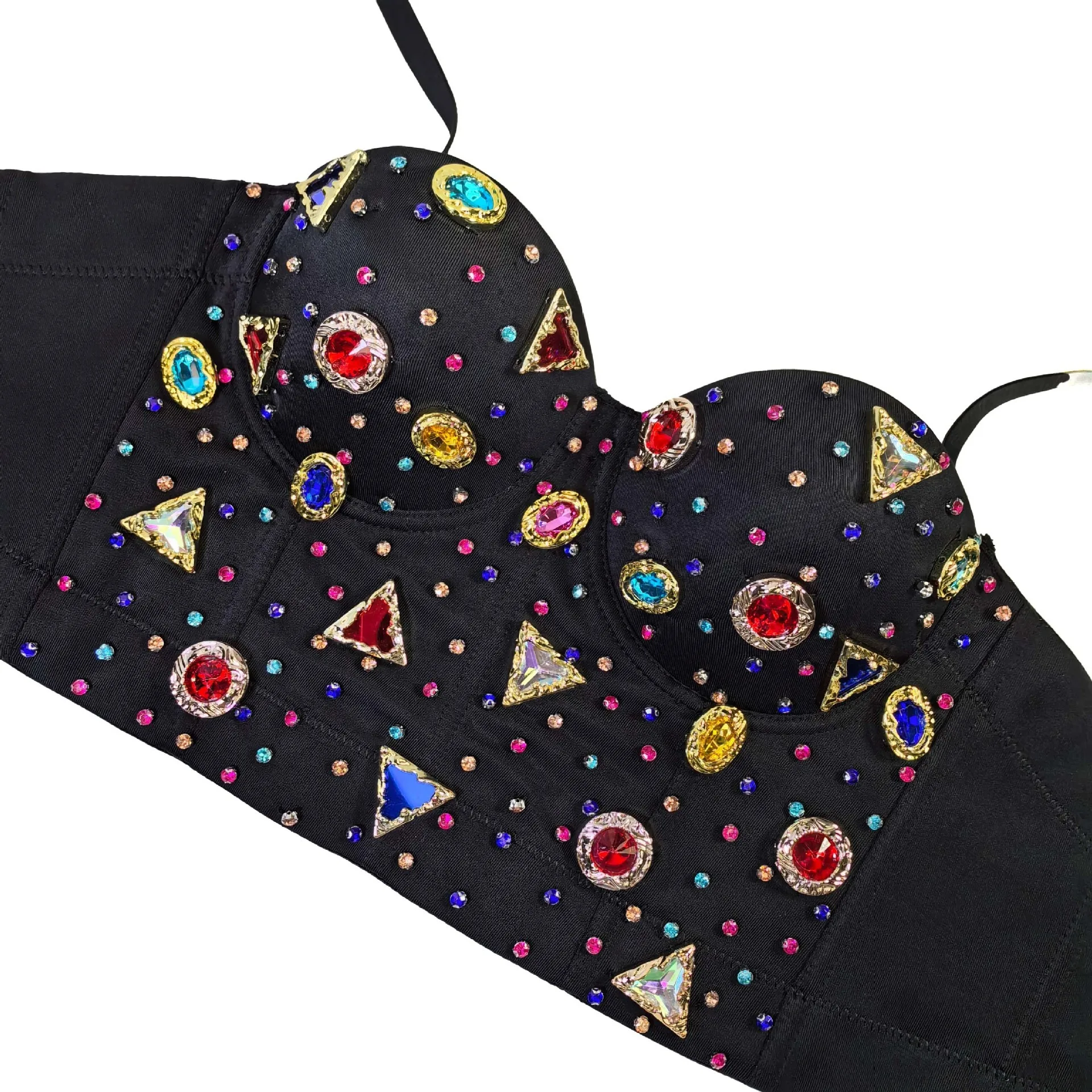 Sxthaenoo pedra colorida preto branco espartilho camis feminino recortado topo sexy festa sutiã feminino recortado topo colete de casamento camis mujer