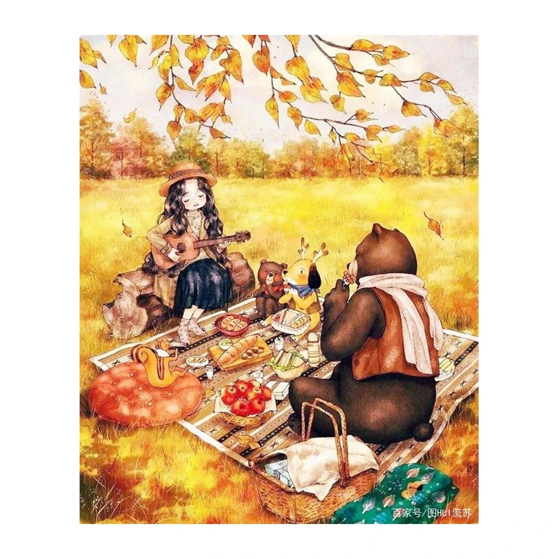 

Cross-stitch set Forest Girl Series 1 28ct 18ct 14ct 11ct printed fabric material pack available for selection