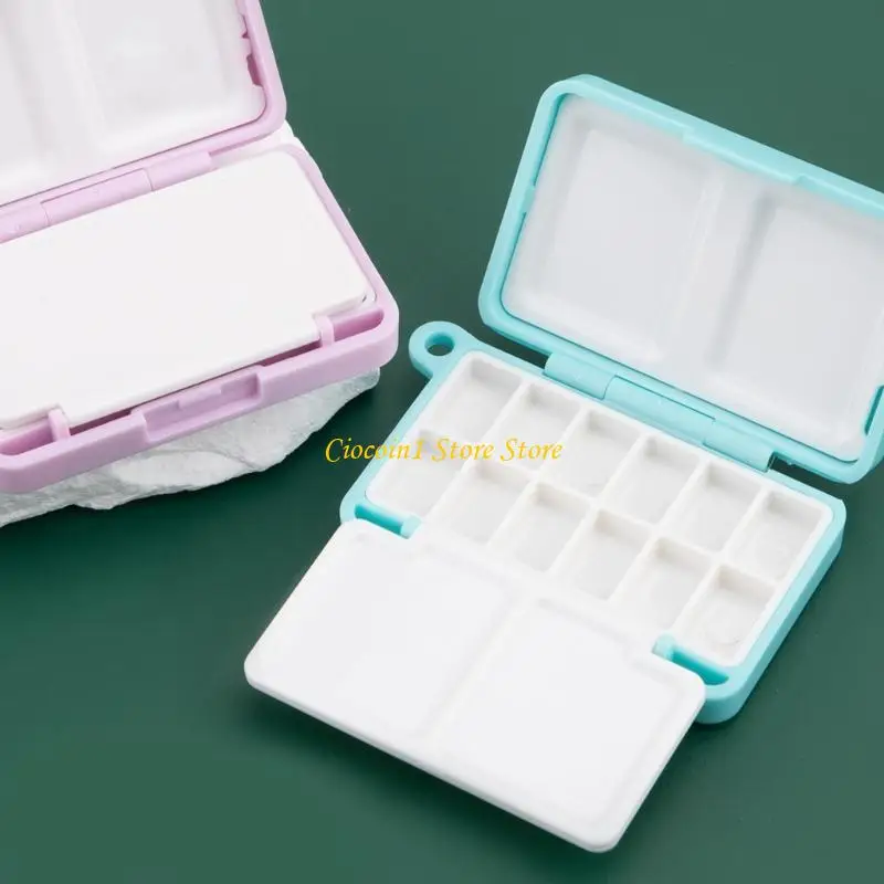 Mini-Farbkasten mit Fächern für Kunst, kleine Farbpalette, Farbtablett, Reise-Farbhalter, Farb-Organizer-Box – Detail 7
