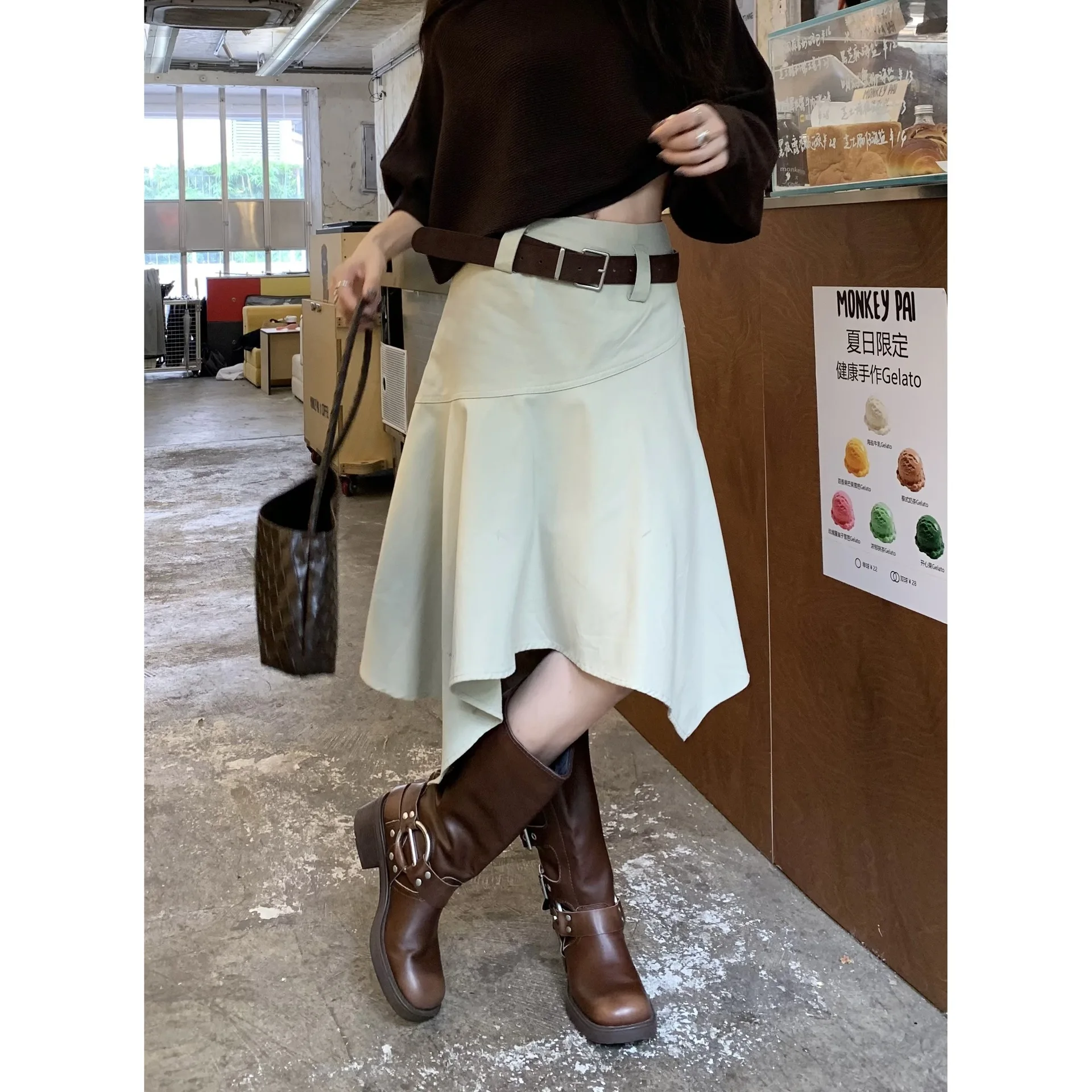 Women's Skirts 2026 Spring Autumn Vintage Irregular Skirt Fashion Unique Design Flowy A Line Mid Skirt