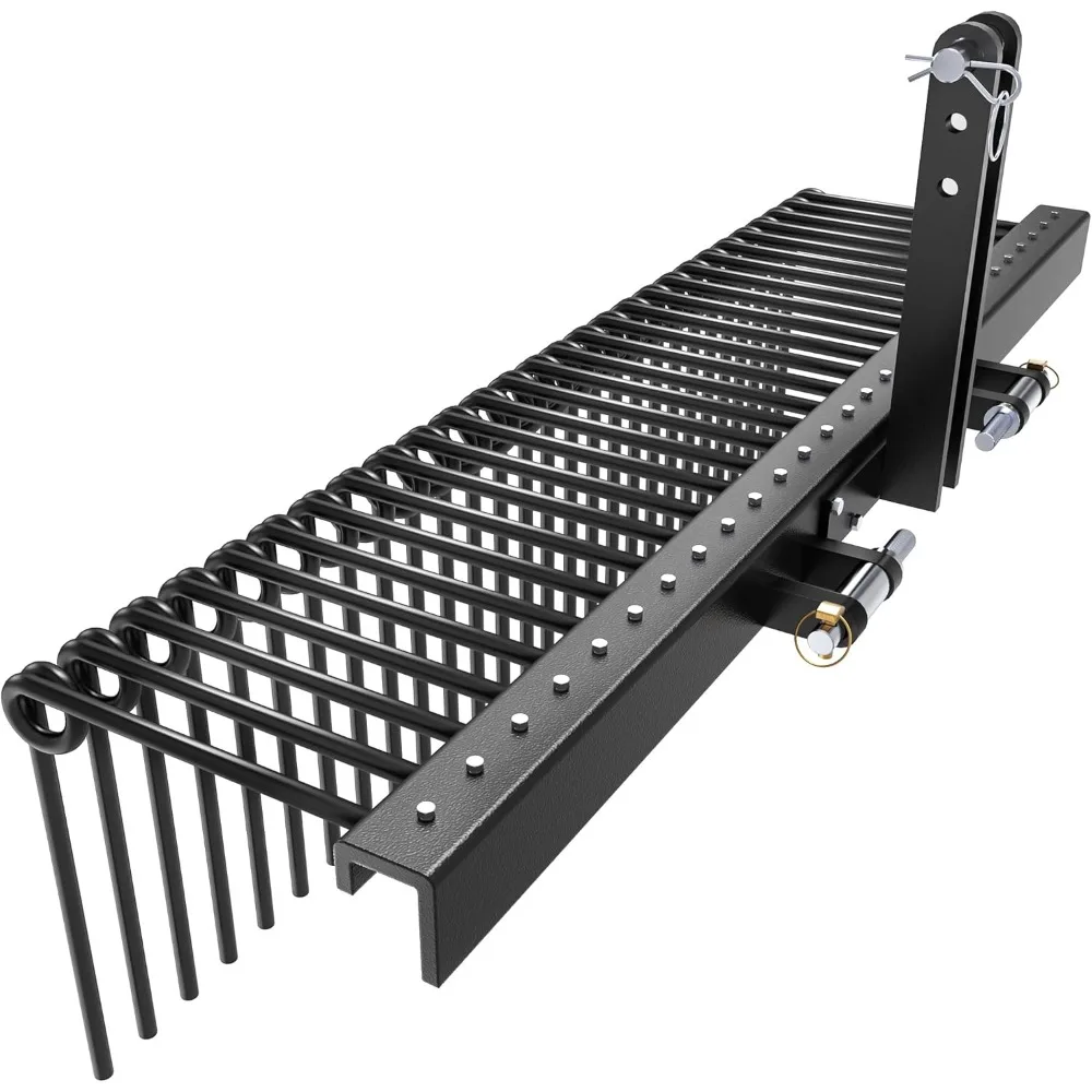 Rastrillo de paja de pino de acero 72, 32 resortes duraderos, accesorios de rastrillo para Tractor de paisaje, recubierto de polvo, enganche rápido de 3 puntos para T