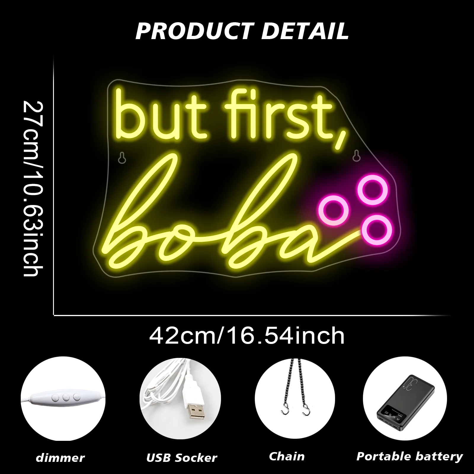 But First Boba Neon Led Sign Milk Tea Business Shop Art Signs Letter Lights USB Powered Wall Decor For Bubble Tea Dessert Room