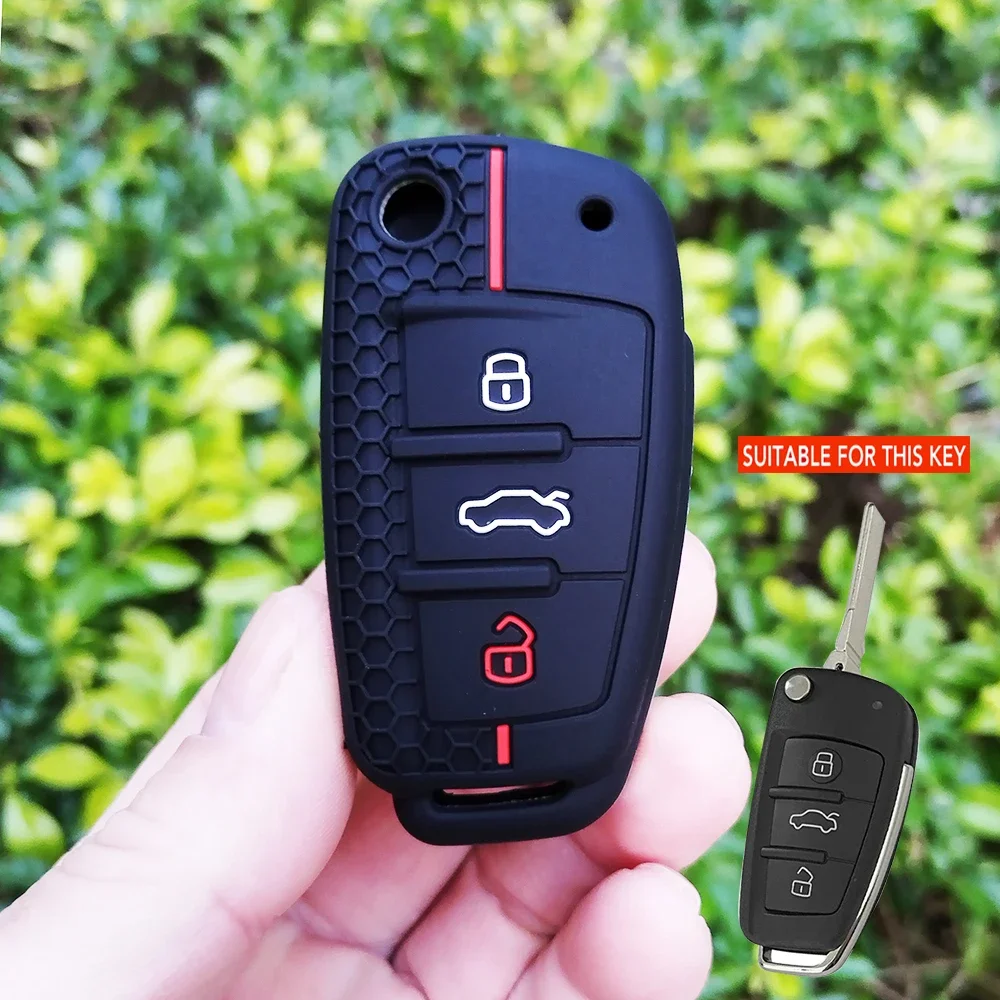 Silicone Key Case Cover Shell for Audi A4 B7 A6 C6 4f 8v A3 8p A1 A3 Accessories Auto Remote Key Holder 3 Button Jacket