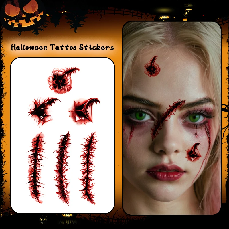 Scar, 1Pc Halloween Horror Makeup, Temporary Tattoo Stickers, For Parties and Halloween Role-playing, Suitable For Face, Arm.