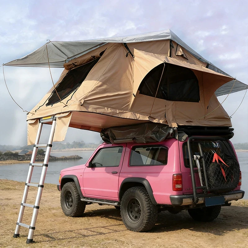 Hot Selling Car-Mounted Roof Tent Fully Automatic Soft-Top Quick-Opening Ox Four-Season Double Layer Rainproof Cold High Quality