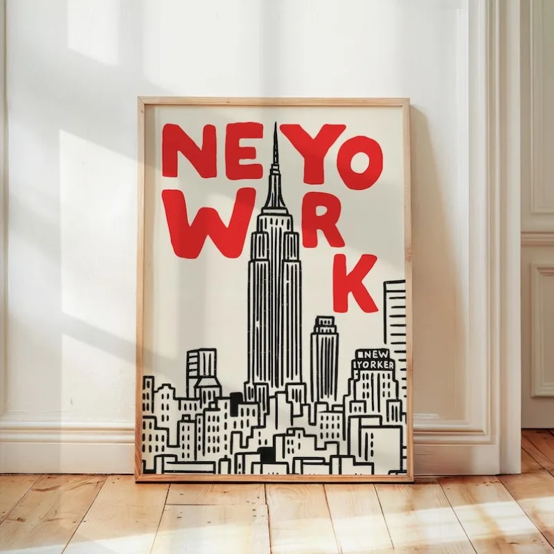 

Retro New York Art Posters, New York Minimalist Posters, Mid-Century Home Wall Decorations, City Landscape Decorations