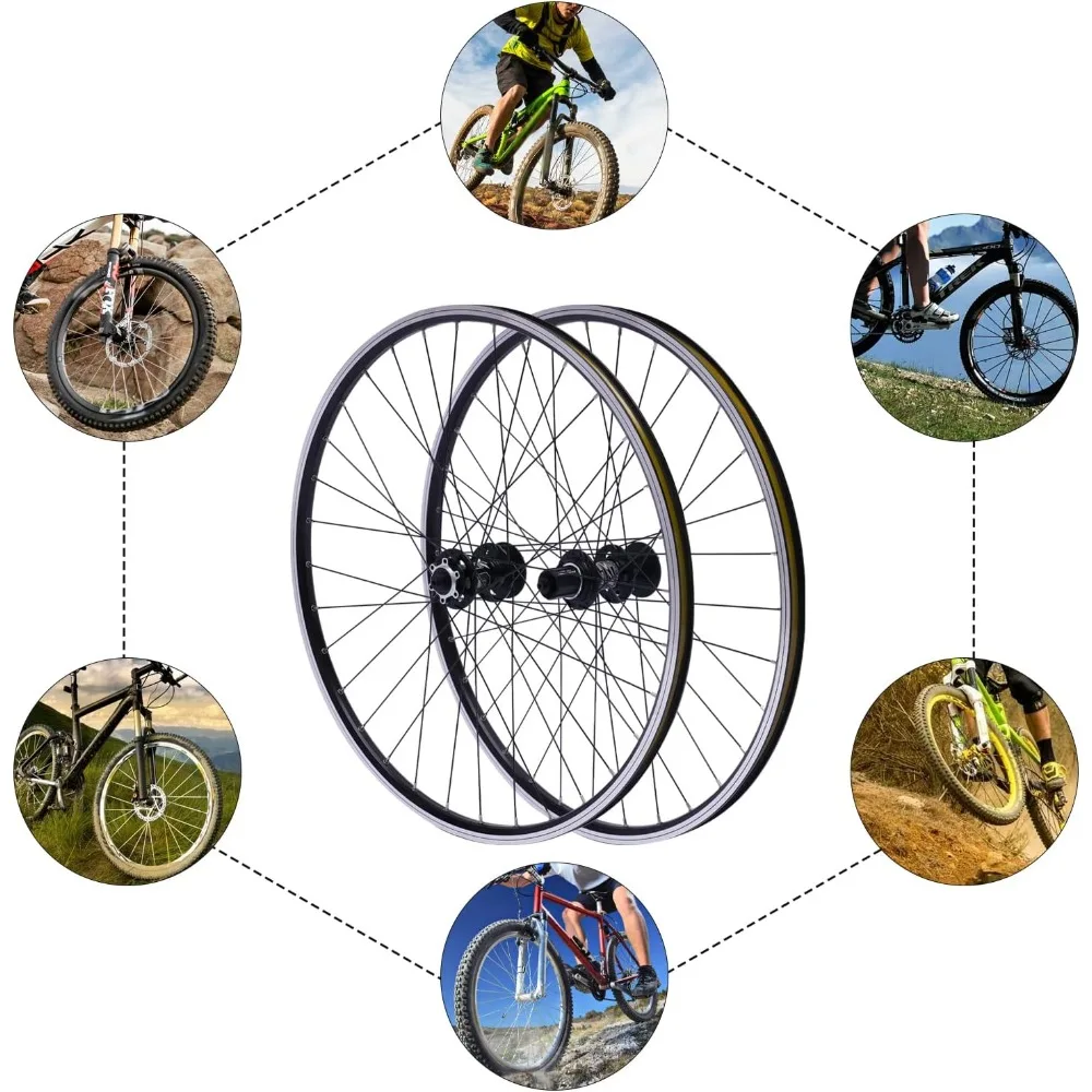 

Mountain Bike Wheelset 69.9cm/27.5Inch Quick Release Front Rear Wheels Black Bike Wheels Aluminum Alloy Disc Brake MTB Wheelset