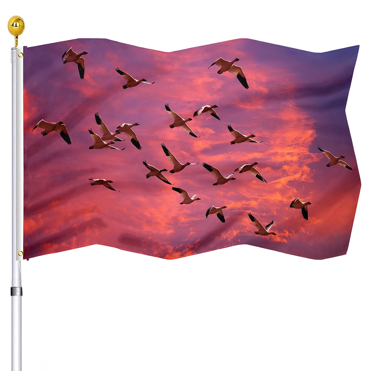 Sunset Sky Flying Birds Flag Animal Migration Double Stitched Polyester Flags for House Indoor Yard Outdoor Decor for Women Men