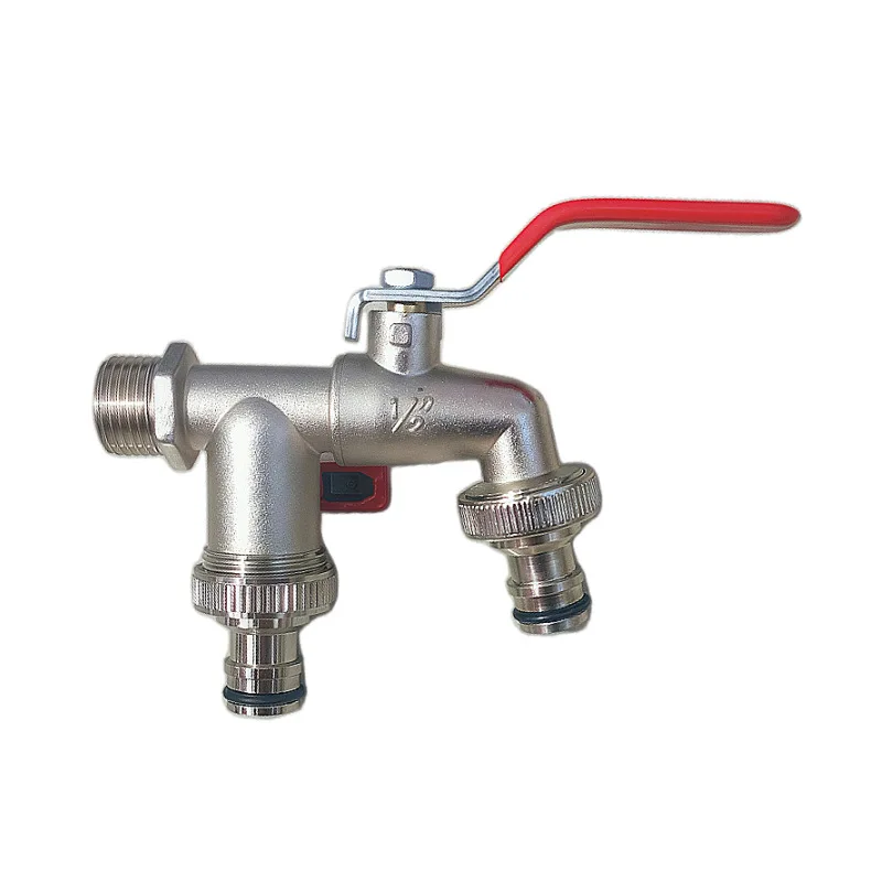 

1/2''3/4 Zinc Alloy Outdoor Faucet Water Splitter Water Connection Adapter Valve Switch Garden Irrigation Pipe Connector Faucet