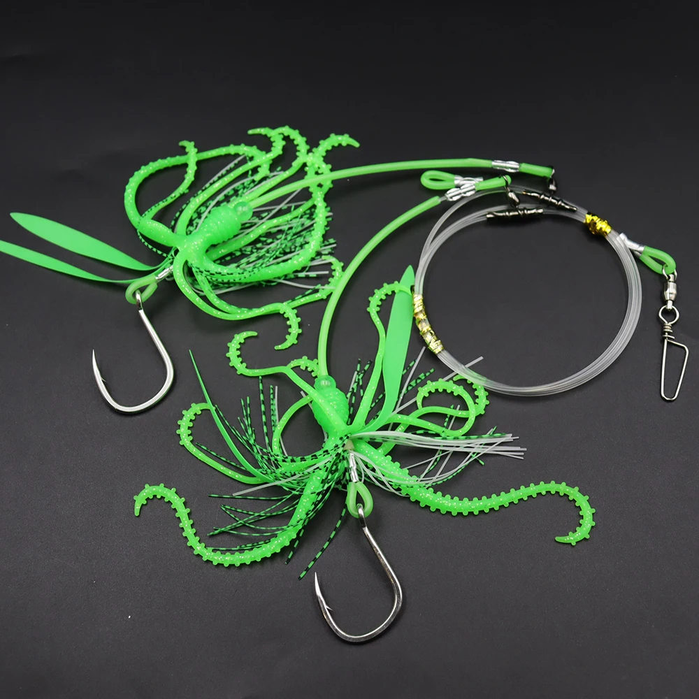 ZYZHE 1 Stück Tiefsee-Angelrig mit BKK-Haken, Weicher Oktopus-Köder für Hochsee-Angeln, Kabeljau- und Schnapper-Rigs – Detail 13