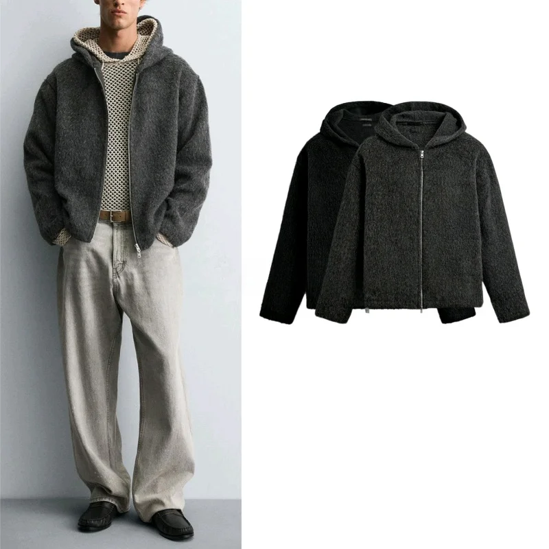 

Новая осенне-зимняя модная мужская повседневная куртка свободного кроя с капюшоном на молнии из полиэстера с длинными рукавами для молодежи