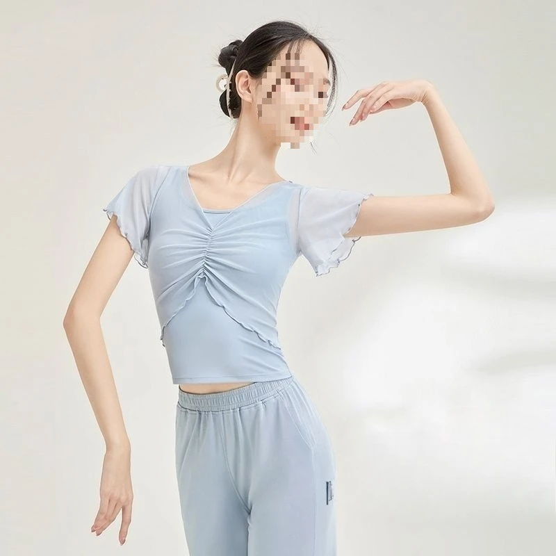 Slim Ballet Form Tops Women's Chinese Dance Practice Clothes Short-sleeved Training Clothes Modern Classical Dance Costumes