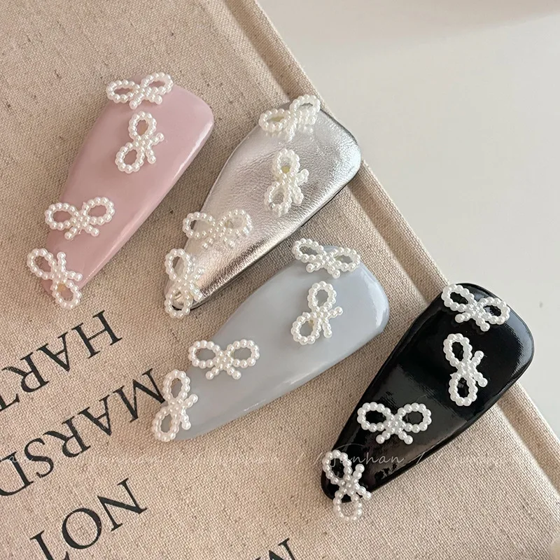 Ballet Style Leather Pearl Barrettes Female Bow Bloggers Same Style Forehead Bangs Side Clip Broken Hair BB Clip HairAccessories