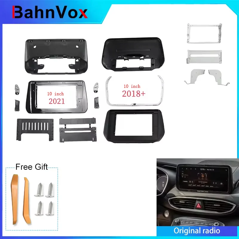 10 inch Android Car Radio frame for Hyundai Ix45 Santafe Santa Fe 2018 2din Stereo GPS Fascia bezel Panel Adapter wire harness