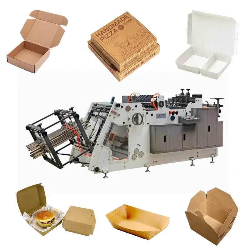 Automatic Kraft Disposable Hamburger Box Forming Machine Paper Carton Erecting Equipment Box Making Unit 180pcs/min