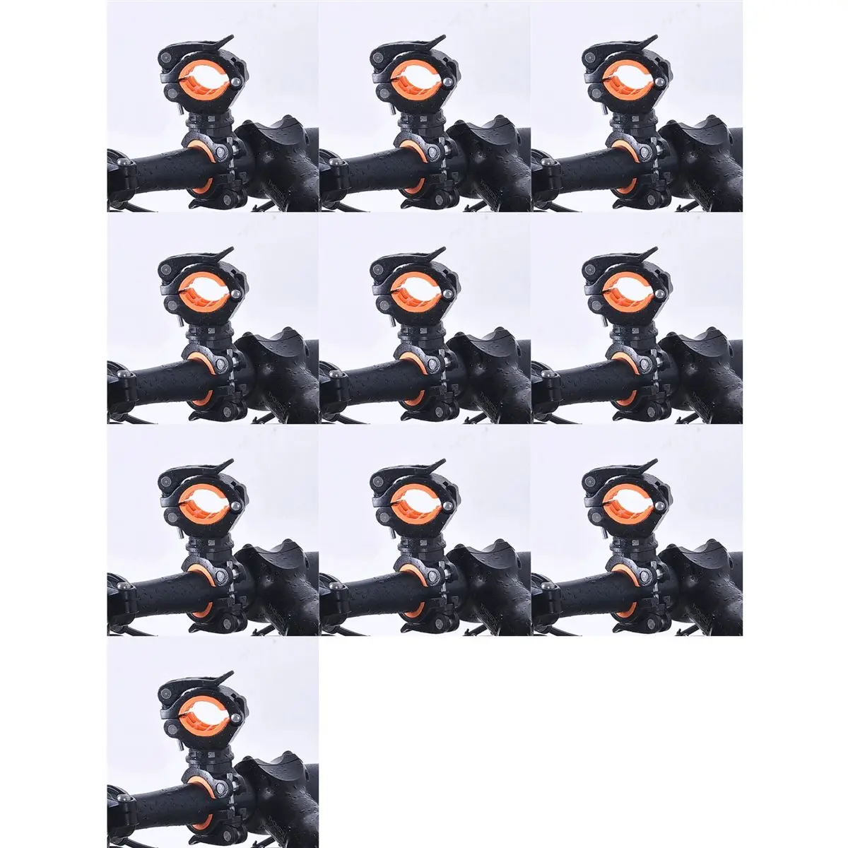 

10X вращающийся на 360 градусов велосипедный фонарь, двойной держатель, светодиодный передний фонарик, насос, держатель на руль, черный + оранжевый