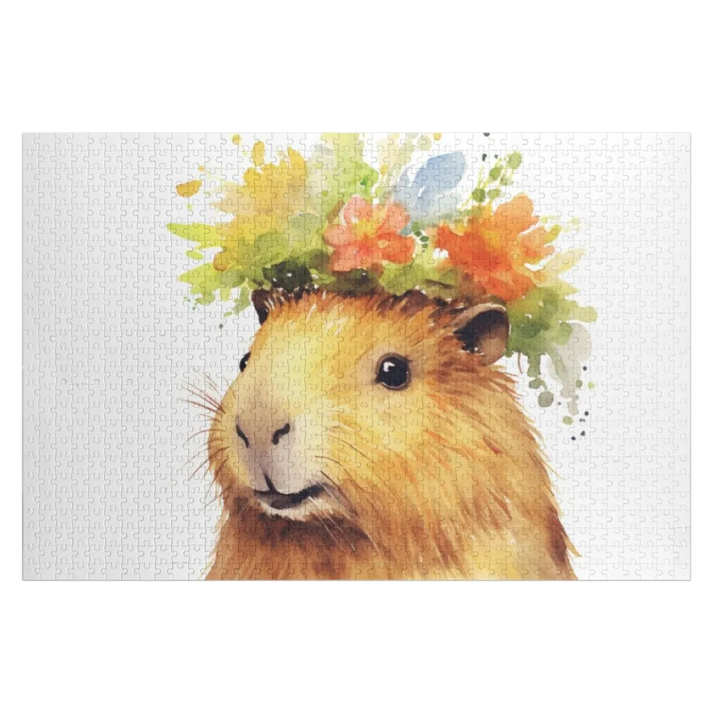 Watercolor Cute Capybara Portrait Jigsaw Puzzle Iq Custom Gifts Personalized Toy Puzzle