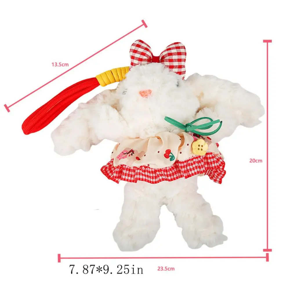 LLavero de conejo de peluche con lazo, vestido de princesa con perlas, llavero de muñeco de conejo de dibujos animados, colgante de conejo con oreja caída suave Kawaii