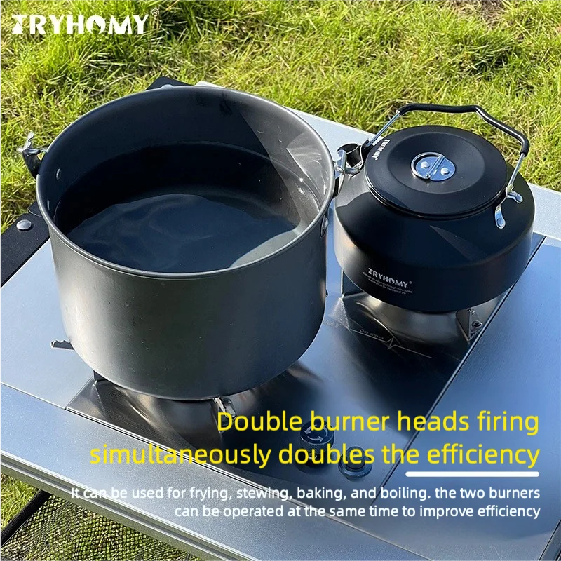 Tryhomy IGT التخييم الهائج النار مزدوجة حبة موقد للطي يندبروف موقد غاز موقد غاز IGT الجدول وحدة واحدة مزدوجة رئيس موقد #2