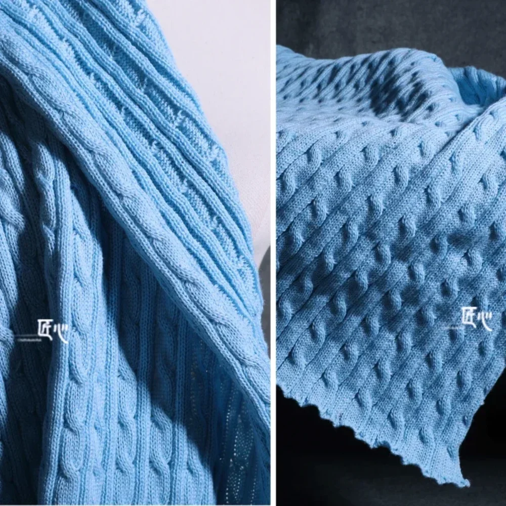 

Sweater Knitted Coat Costume Designer Fabric Hand Woven Thick Polyester Material Handmade Diy Cloth Per Meter for Sewing